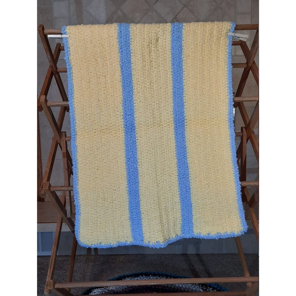 Hand Crocheted Terryspun Soft Cuddly Baby Blanket / Baby Bath Mat